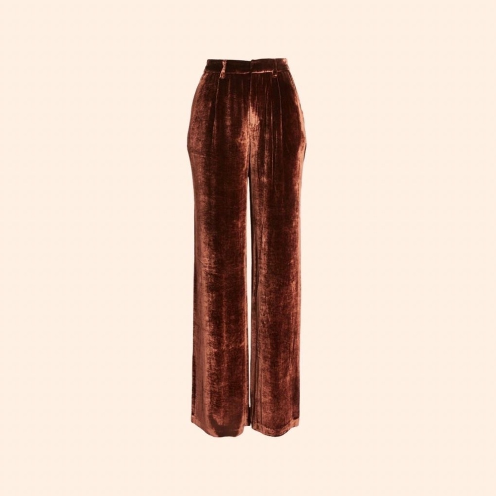Reformation velvet wide leg pants size 8 brown